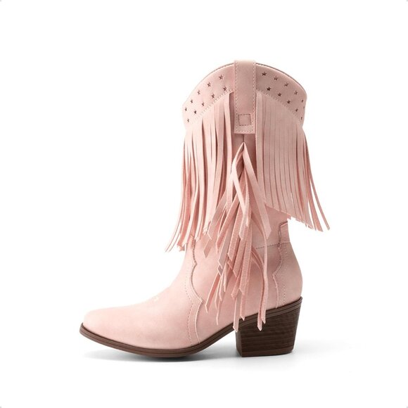 ⚡Girls Pink Cowgirl Boot Tassel Fringe Kids Western Boots Stylish & Comfortable - Picture 2 of 6